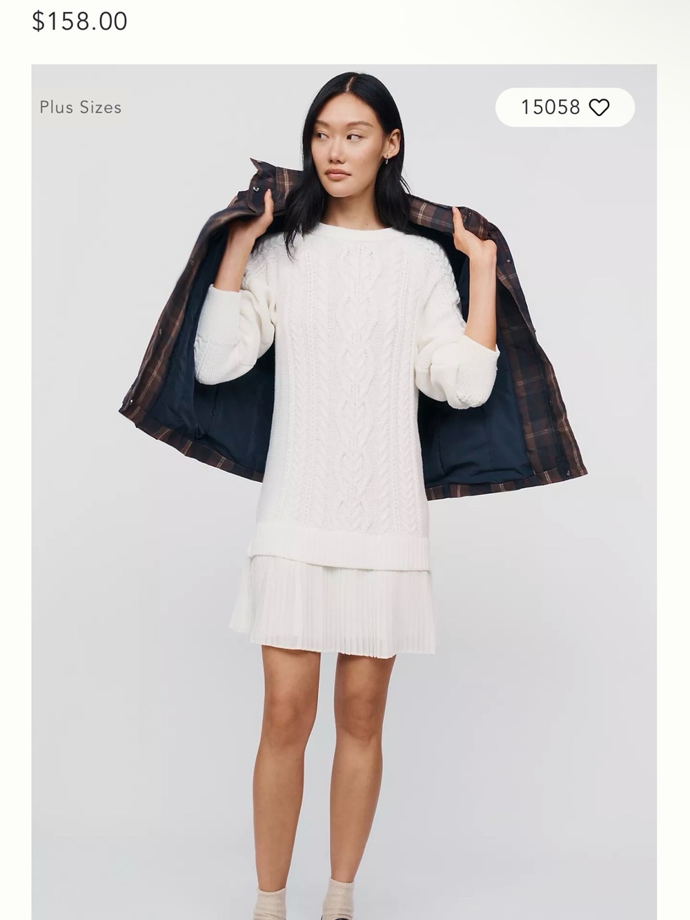 Anthropologie Cream Cable-Knit Sweater Dress